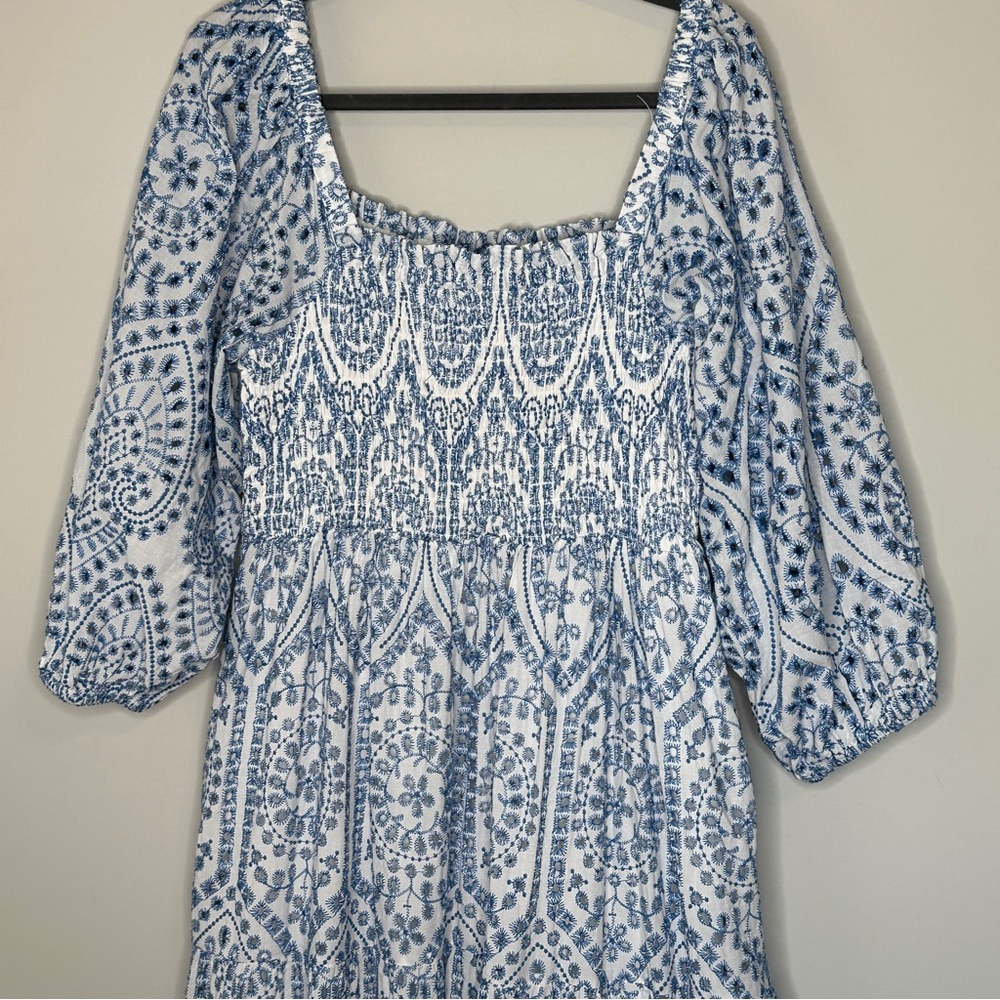 City Chic Brodie 2 Tone Eyelet Maxi Dress Cottagecore Preppy Size Small (16) - Picture 13 of 15